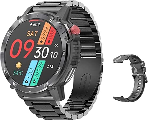 GABLOK Smartwatches 4G Large Memory Men 1.6 Inches Voice Call Music Playback IP68 Waterproof Electronics (Color : Steel Strip Black, Size : 4GB) von GABLOK