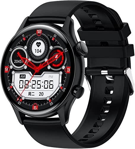 GABLOK Smartwatches Men's Screen Always Shows Bluetooth Calls Women's Sports and Fitness Electronics (Color : Silicone Black, Size : 1) von GABLOK
