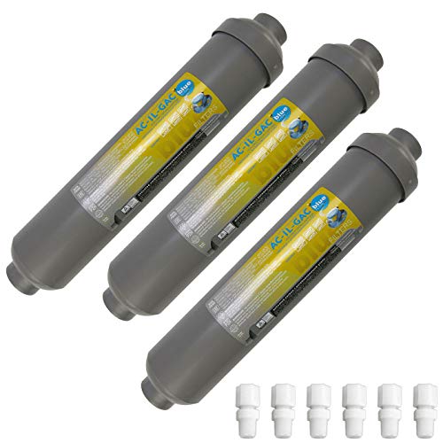 3 x Kühlschrankfilter Wasserfilter Aktivkohle GAC passend 6 mm Schlauch DD-7098, WSF-100 + GRATIS Befestigungsmaterial von GAC