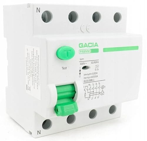Gacia Schutzschalter 100A 10kA 100mA 4 P A - Fi Schalter - Differentialschalter - Stromschutz 4 Polig von GACIA