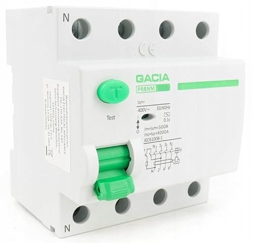 Gacia Schutzschalter 80A 10kA 100mA 4 P A - Fi Schalter - Differentialschalter - Stromschutz 4 Polig von GACIA