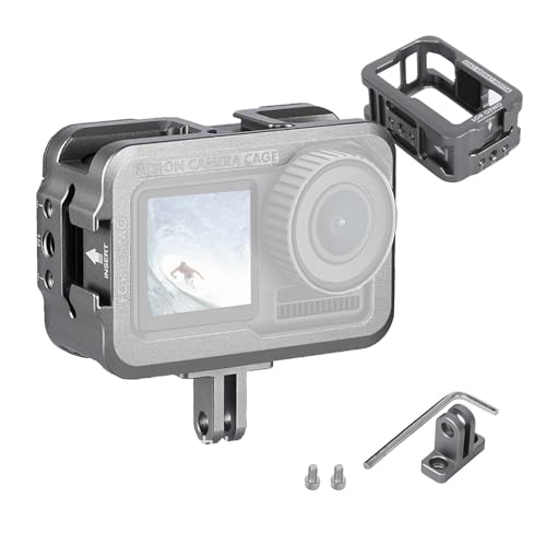 GAESHOW Aluminiumkamera Action Camera Schutzkäfig Vlog Verlängerungsrahmen für DJI Osmo Action Motion Camera Käfig (A) von GAESHOW
