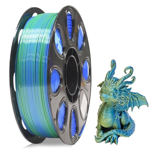 GAESHOW Zweifarbig PLA Filament 1.75mm, 1kg Spule Filament für 3D Druck, Maßgenauigkeit +/- 0.02mm, 3D Druck Filament (Blau-Grün) von GAESHOW