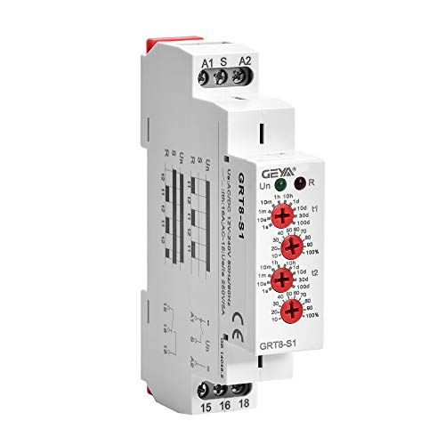 GEYA GRT8-S Asymmetrischer Zyklus-Timer SPDT Relais 220 V 16 A AC/DC 12 V-240 V elektronisches Wiederholungsrelais (GRT8-S1, AC/DC12 V ~ 240 V) von GAEYAELE