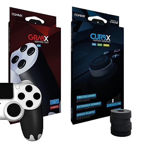 GAIMX® Bundle CURBX® 130 + GRABX ; Motion Control – Zielhilfe und Stoßdämpfer für Thumbstick – Aim Verbesserung für Playstation 4/5 & Xbox One ; optimaler Gaming Grip ohne Abrutschgefahr von GAIMX