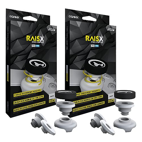GAIMX® Bundle RAISX Core White + RAISX Core White ; Stick Control Aim-Hilfe/Zielhilfe - Aim-optimierer - Playstation 4 & 5 Zubehör- Thumbstick-Verlängerung von GAIMX