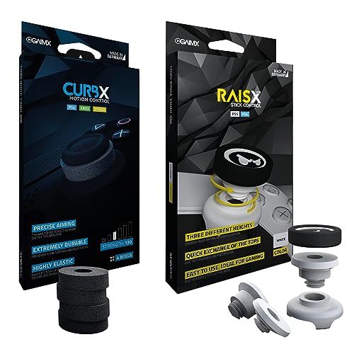 GAIMX® Bundle RAISX white + CURBX® 130 Stick Control Aiming Zielhilfe Aim-Optimierung Playstation PS4 & PS5 Zubehör Thumbstick Dämpfung Quickscope von GAIMX