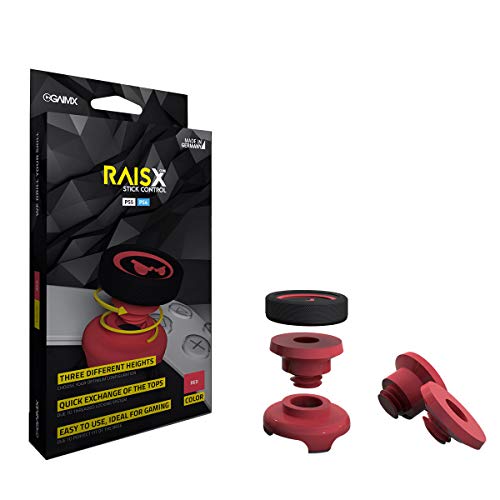 GAIMX RAISX CORE PS5 PS4 Stick Control Aim-Hilfe/Zielhilfe - Aim-optimierer - Playstation 4 & 5 Zubehör- Thumbstick-Verlängerung in DREI verschiedenen Höhen (Rot) von GAIMX