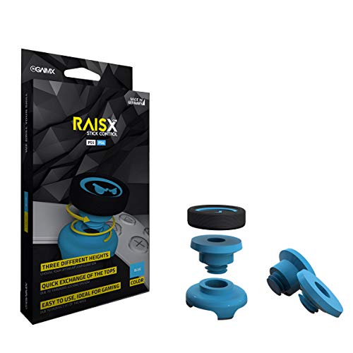 GAIMX RAISX CORE PS5 PS4 Stick Control Aim-Hilfe/Zielhilfe - Aim-optimierer - Playstation 4 & 5 Zubehör- Thumbstick-Verlängerung in DREI verschiedenen Höhen (Blau) von GAIMX