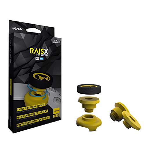 GAIMX RAISX CORE PS5 PS4 Stick Control Aim-Hilfe/Zielhilfe - Aim-optimierer - Playstation 4 & 5 Zubehör- Thumbstick-Verlängerung in DREI verschiedenen Höhen (Gelb) von GAIMX