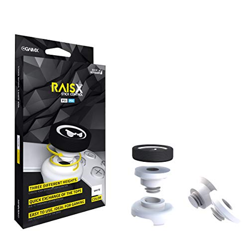 GAIMX RAISX CORE PS5 PS4 Stick Control Aim-Hilfe/Zielhilfe - Aim-optimierer - Playstation 4 & 5 Zubehör- Thumbstick-Verlängerung in DREI verschiedenen Höhen (Weiß) von GAIMX