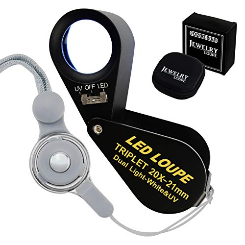 20x Lupe 21mm optisches Glas Lupe 6 LED-Licht & UV-Licht Mini Vergrößerung Juwelier Schwarzer Rahmen Achromatische Tripletlinse 20x Lupe 21mm optisches Glas Lupe 6 LED-Licht & UV-Licht Mini Vergrößerung Juwelier Schwarzer Rahmen Achromatische Tripletlinse von GAIN EXPRESS