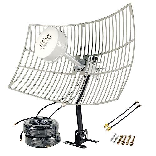 Breitband Mimo WiFi 4G 5G LTE Antenne Outdoor kit/High Gain Parabol Antenne 4G 5G 698-6000MHz 2X30dbi wetterfest für Alle 4G LTE 5G Router 15meters LMR240 Kabel SMA TS-9 mounting Pole von GAINFI