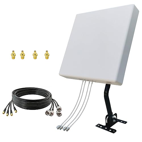 High Gain 4G LTE 5G Outdoor MIMO Directional Antenna,600-6000 MHz Reichweite,Kompatibel mit 5G 4G Router,N-SMA Ausgang mit TS9 Adapter, Inklusive 10m Low-Loss Kabel.für WiFi 5G 4G LTE Router&Hotspots von GAINFI