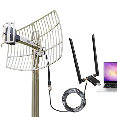 Outdoor Directional WiFi Antennas @Wireless USB WiFi Adapter Combination Extends/Booster Remote WiFi Signal to Desktop PC Laptop/WiFi Router at RV/Boat/Shop/Office/House von GAINFI