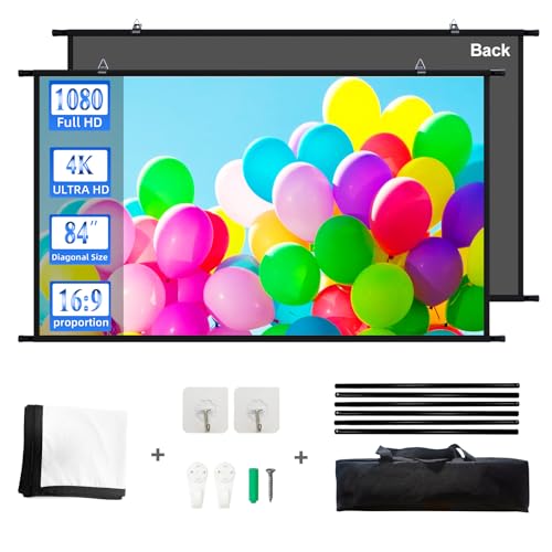 Projektor-Leinwand Schwarze Rückseite, 16:9 hängende Projektor-Leinwand 84" Indoor-Filmleinwand mit 4K Full HD 3D-Projektionsleinwand für Wandmontage Panel-Leinwand für Büropräsentationen Heimkino Projektor-Leinwand Schwarze Rückseite, 16:9 hängende Projektor-Leinwand 84" Indoor-Filmleinwand mit 4K Full HD 3D-Projektionsleinwand für Wandmontage Panel-Leinwand für Büropräsentationen Heimkino von GAINVANE