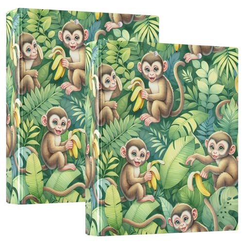 Banana Monkey and Leaves 3-Ringbuch, 3 Stück, 3,8 cm D-Ringbuch, A4 von GAIREG