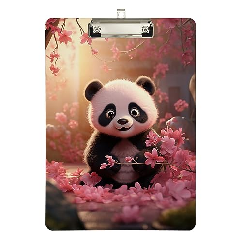 Chinesisches Panda-Klemmbrett, niedriges Profil, für Klassenzimmer, Büro, Krankenpflege, A4, Briefgröße, 31,8 x 22,9 cm, silberfarbener Clip von GAIREG