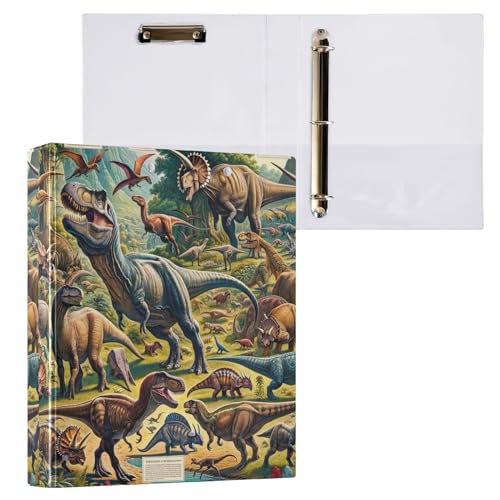 Dinosaurier-Ordner, 3,8 cm, 3-Ring-Collegebinder, 3 Ringbücher mit Taschen von GAIREG