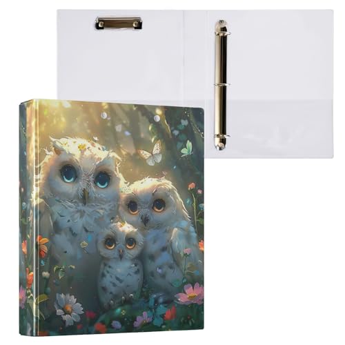 Family of White Owls 3-Ring-Ordner, 3,8 cm, für 200 Blatt, runde Ringe für Mädchen von GAIREG