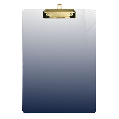 Klemmbrett mit grauem blauem Farbverlauf, Acryl-Klemmbrett für Klassenzimmer, Büro, Krankenpflege, A4-Buchstabengröße 32,5 x 22,9 cm, goldener Clip von GAIREG