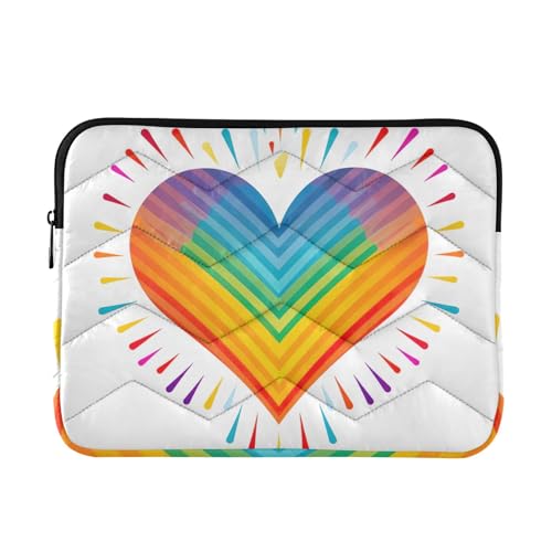 LGBT Laptop-Hülle, Regenbogen-Herz mit Strahlen, 35,6 cm (14 Zoll), Reise-Laptop-Tasche von GAIREG