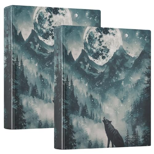 Wolf Howling at Moon 3-Ringbuch, dekorativ, 3,8 cm, Kochbuch-Ordner, 2 Stück von GAIREG