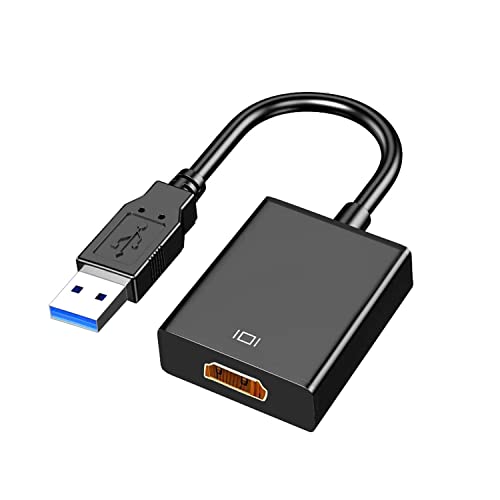 GAKI USB 3.0 auf HDMI Adapter, USB 3.0/2.0 auf HDMI 1080P HD Audio Video Grafikkabel Konverter mit Audio für Laptop, PC, Monitor, Projektor Kompatibel mit Windows XP/7/8/8.1/10 von GAKI