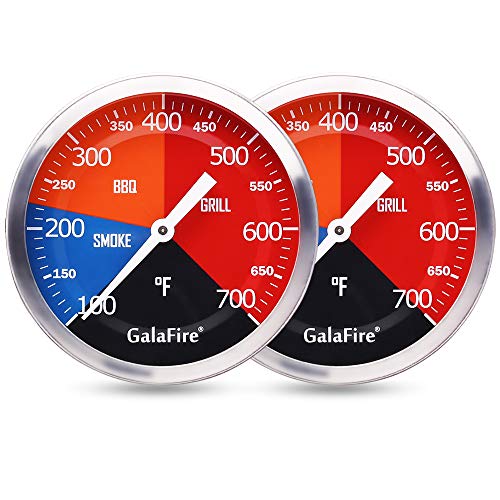 GALAFIRE Grillthermometer, Messgerät für Holzkohlegrill, 2 Stück, 9,5 cm, großes Zifferblatt, Raucher-Temperaturanzeige von GALAFIRE