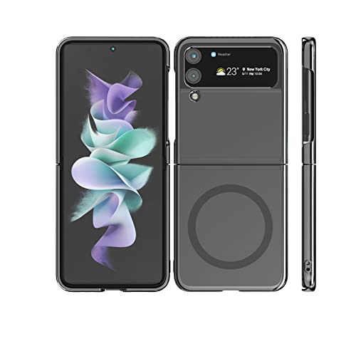 [Never Turn Yellow]Slim Magnetic Clear Case for Galaxy ZFlip 4(2022)with Plated Black Hard Bumper,Compatible with Magsafe Accessories&Chager,Screen&Camera Protect Galaxy ZFlip 4 5G Magnetic Case von GALAPPLE