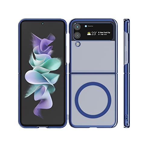 [Never Turn Yellow] Slim Magnetic Clear Case for Galaxy ZFlip 4(2022)with Plated Blue Hard Bumper,Compatible with Magsafe Accessories&Chager,Screen&Camera Protect Galaxy ZFlip 4 5G Magnetic Case von GALAPPLE