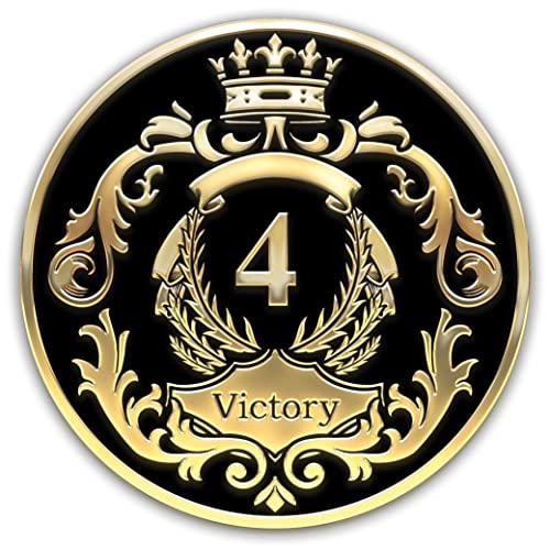 Galileo® The Victory Crown | Vergoldet | AA-Münze | alkoholisches anonymes Medaillon | 1–10 Jahre Nüchternheitsmünze | AA-Geschenk | The Royal Collection (Schwarz, 4 Jahre) von GALILEO