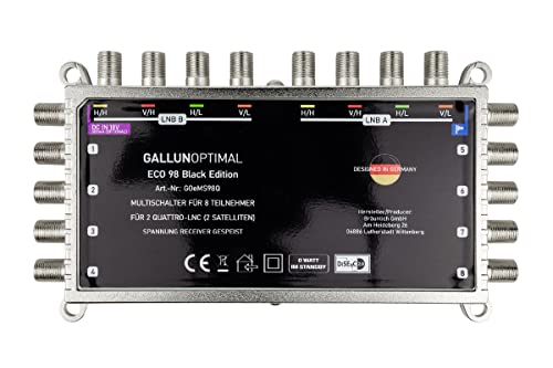 GALLUNOPTIMAL ECO Multischalter-SAT 9/8 für 8 Teilnehmer / Quattro & Quad-LNB fähig / Digital, HDTV, FullHD, 4K, UHD von GALLUNOPTIMAL