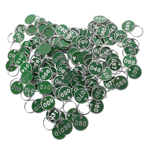 GALPADA 1–100 Nummernschilder: Schlüsselanhänger Aus Metall Mit Ring Nummerierte Schlüsselanhänger Für Kleiderbügel Nummernschilder Schlafsäle Schließfächer – Grün von GALPADA