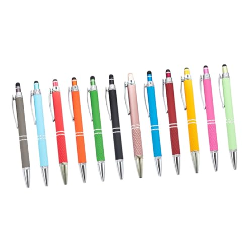 GALPADA 12 Stück Metall Kugelschreiber Klickstifte Tintenstifte Großmengenstifte Mit Stylus Spitzen Kugelschreiber Orangefarbener Tintenstift Regenbogenstifte Stylus von GALPADA