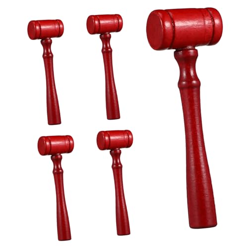 GALPADA 5 Stück Richterhammer Auktionator Kinderhammer Stütze Hammerhammer Spielzeughammer Richter Und Hammer Richter Hammer Hammer Richter Hammer Prop Mini Hammer Requisiten Rot Hölzern von GALPADA