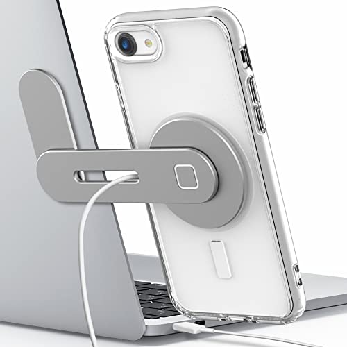 Galvanox MagSafe Desktop/Laptop Ladeständer - Magnetisches kabelloses Laden für iPhone 12/13/14 (15W) Desktop Computer Telefonhalter Halterung (Aluminium Silber) von GALVANOX