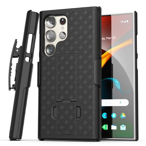 Galvanox Gürteltasche entworfen für Samsung Galaxy S24 Ultra - Slim Case mit Holster Clip Combo (Schwarz) von GALVANOX