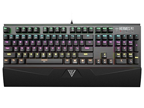 GAMDIAS 7 Color Mechanical Gaming Keyboard mit 21-Schlüssel Rollover, 2 Makro Keys und Schnelle-Anfügung Handgelenk Rest (HERMES M1) von GAMDIAS