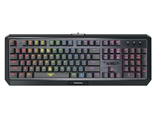 GAMDIAS Hermes P3 Black Mechanische Tastatur USB Gaming 104 Tasten Low Profile RGB Switches Blau Keyboard Hintergrundbeleuchtung UK Layout von GAMDIAS