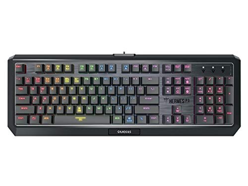GAMDIAS Hermes P3 Black Mechanische USB-Tastatur Gaming 104 Tasten Low Profile RGB Switches Blau Tastatur mit Hintergrundbeleuchtung UK-Layout von GAMDIAS