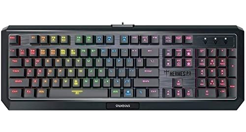 GAMDIAS Hermes P3 RGB Gaming Tastatur Low Profile Mechanischer Schalter mit blauem Schalter, N-Key-Rollover (Hermes P3) von GAMDIAS