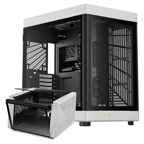 GAMDIAS NESO P1 ATX-Gehäuse (Full Tower ATX, One-Touch-Swing-Open), Panorama-Hartglasscheibe, Dual-Cahmber, doppelte Ausrichtung, hoher Luftstrom, Kabelmanagement, geräumiger Innenraum von GAMDIAS