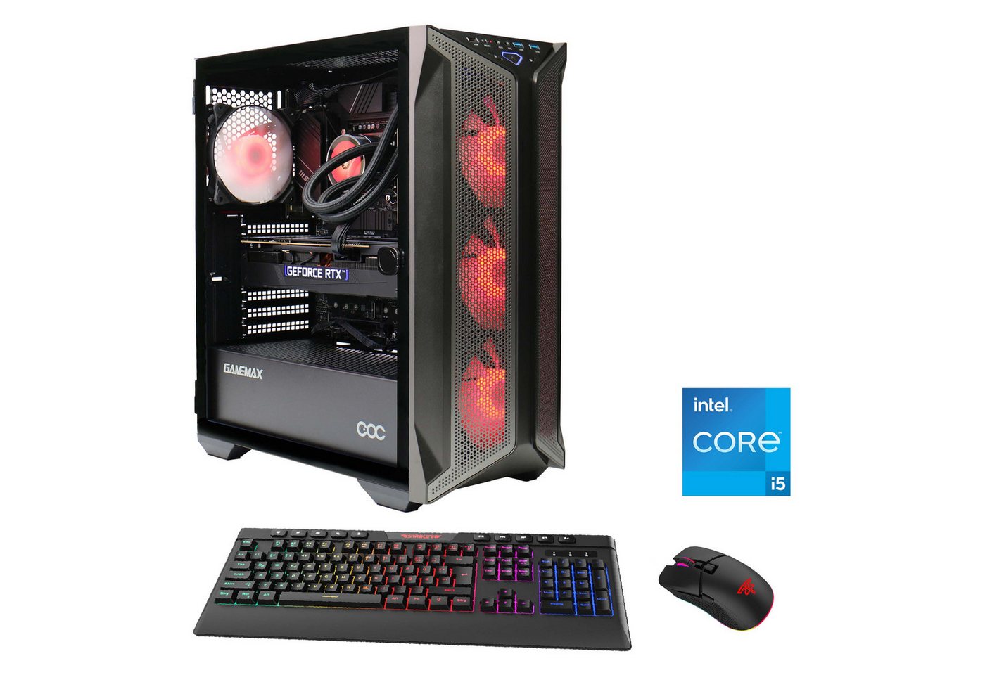 GAMEMAX Brufen C1 7004 Gaming-PC (Intel® Core i5 13400F, RTX 3060, 16 GB RAM, 1000 GB SSD, Wasserkühlung, Windows 11) von GAMEMAX
