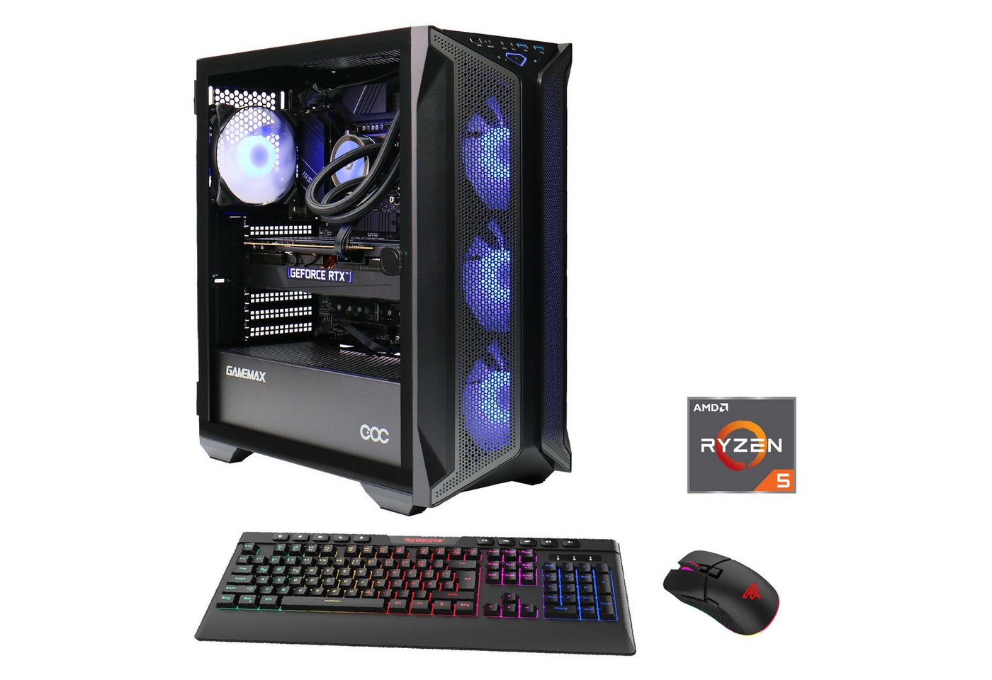 GAMEMAX Brufen C1 7103 Gaming-PC (AMD Ryzen 5 7600X, RTX 4060Ti, 16 GB RAM, 1000 GB SSD, Wasserkühlung, DDR5, 4060Ti (16GB), PCIe SSD Gen4, Windows 11) von GAMEMAX