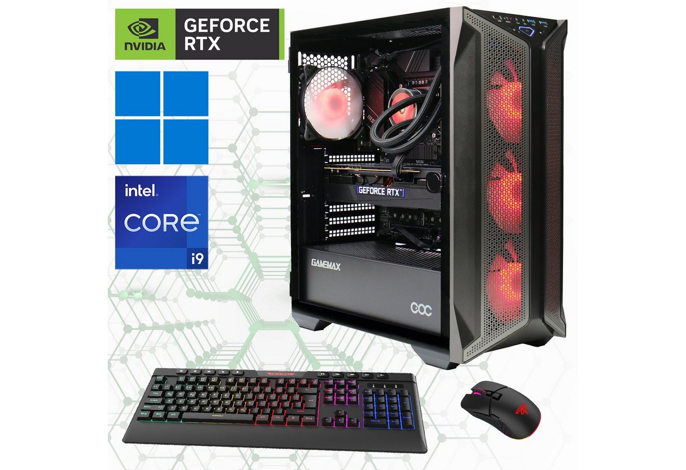 GAMEMAX Brufen C1 7275 Gaming-PC (Intel® Core i9 14900KF, RTX 4080 Super, 32 GB RAM, 2000 GB SSD, Wasserkühlung, DDR5-RAM, PCIe SSD Gen4, Windows 11) von GAMEMAX