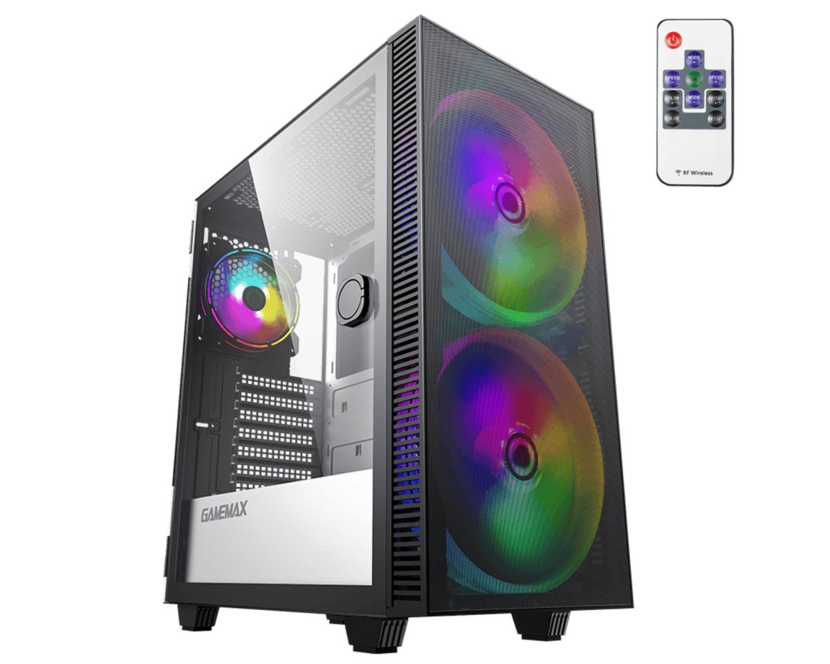 GAMEMAX Gaming-Gehäuse Aero ohne Netzteil, 1x USB3.1/1x USB 2.0/Audio, Midi ATX Tower, inklusive Fernbedienung GAMEMAX Gaming-Gehäuse Aero ohne Netzteil, 1x USB3.1/1x USB 2.0/Audio, Midi ATX Tower, inklusive Fernbedienung von GAMEMAX