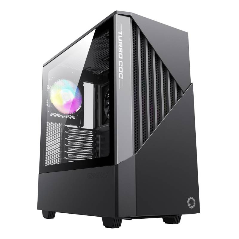 GAMEMAX Gaming-Gehäuse Contac COC BG Midi-Tower 2xUSB3.0, HD-Audio, ATX, schwarz/grau, gehärtetes Glas von GAMEMAX