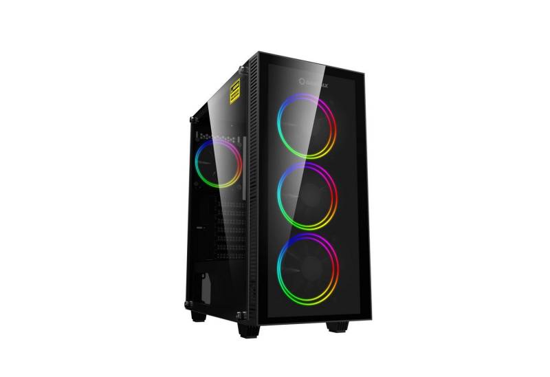 GAMEMAX Gaming-Gehäuse Draco XD Midi-Tower, (gehärtetes Glas), USB3.0*1+1xUSB2.0, HD-Audio, ATX, schwarz von GAMEMAX
