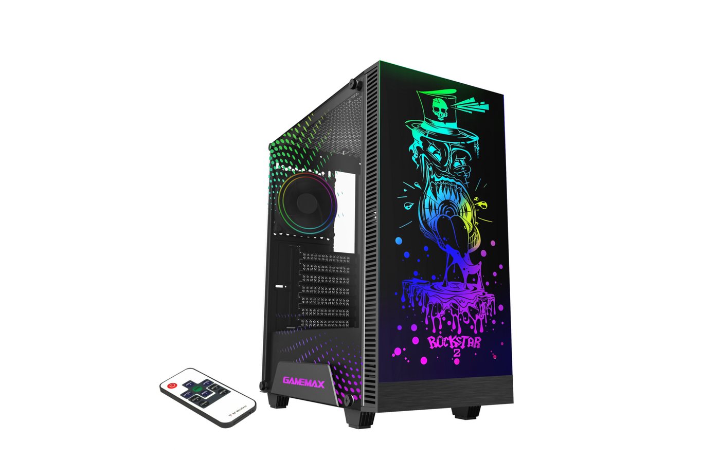 GAMEMAX Gaming-Gehäuse Rockstar2 Midi Tower, ohne Netzteil, ATX USB 2.0, USB 3.0, Audio, gehärtetes Glas GAMEMAX Gaming-Gehäuse Rockstar2 Midi Tower, ohne Netzteil, ATX USB 2.0, USB 3.0, Audio, gehärtetes Glas von GAMEMAX